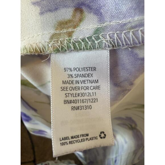 ALYX Dress Womens 20W White Floral Print‎ KneeLength Purple Flowers Elegant Chic - Picture 2 of 5